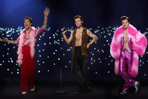 Three of seven new Harry Styles wax figures